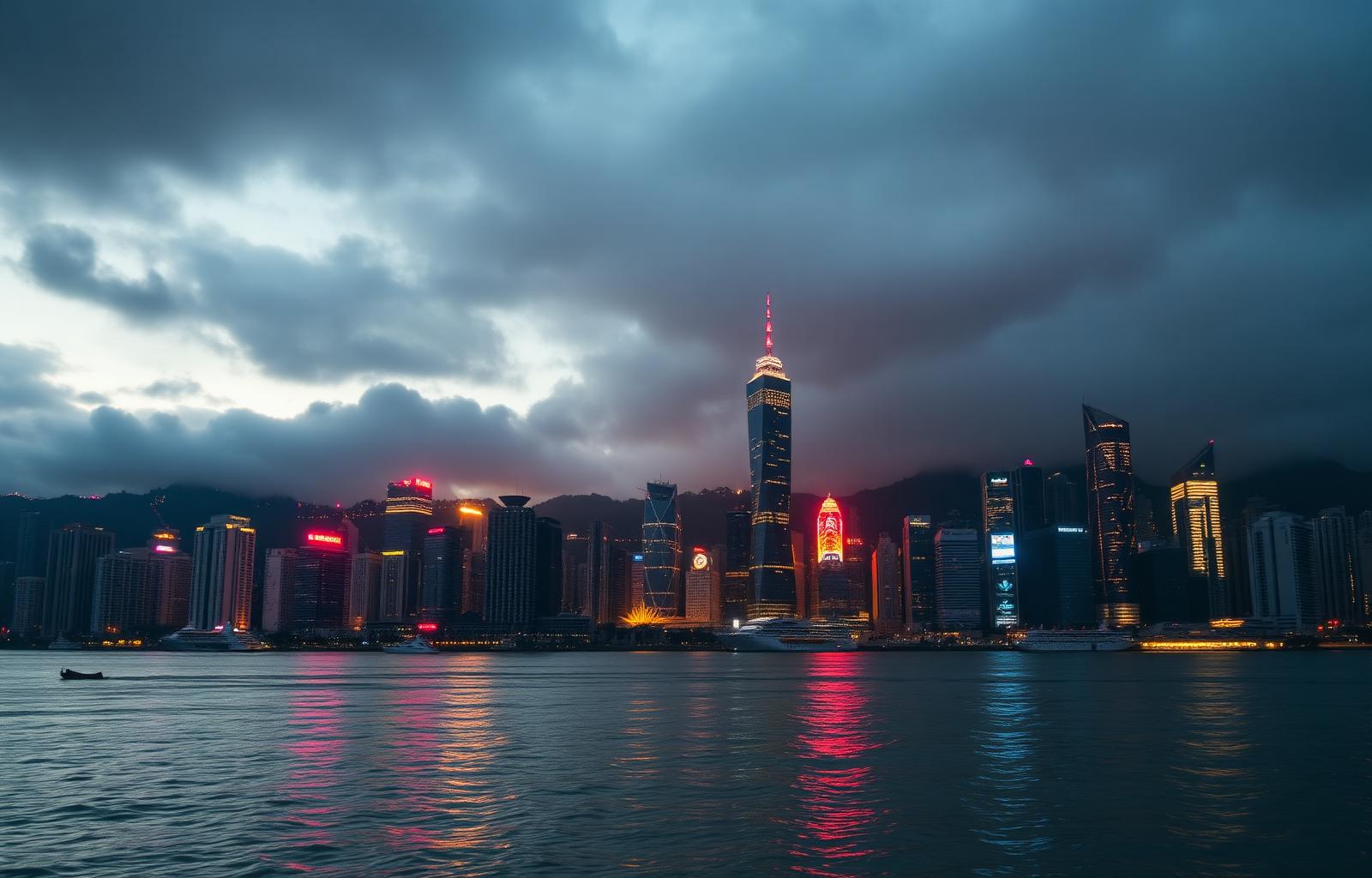 Hong Kong Victoria Harbour at dusk