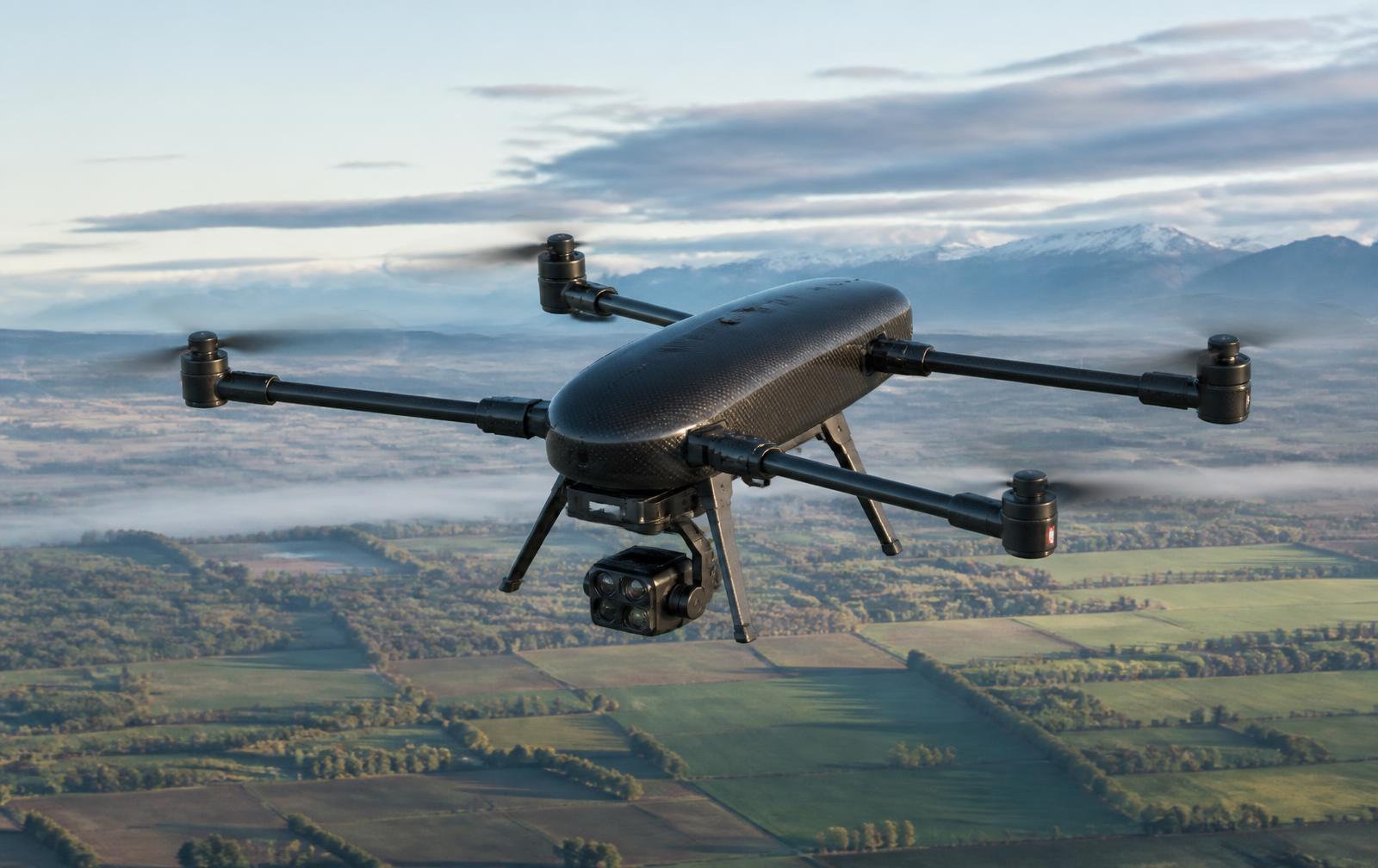 MS-02 Surveyor long-endurance mapping drone above a wide valley
